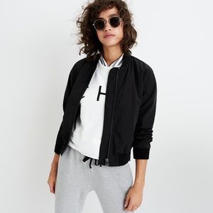 Madewell black bomber jacket with side zips